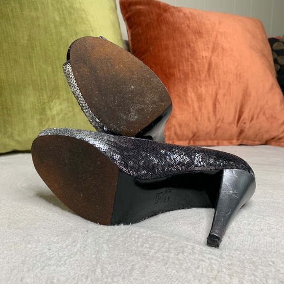 Ombre silver sequins Nina New York heels peep toe - Picture 5 of 6